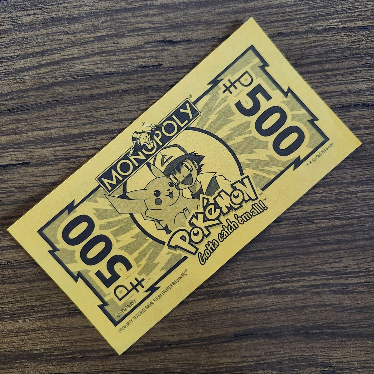 500 Poke Money Dollar Bill Trainer Pikachu Monopoly Pokemon