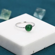Solid 925 Sterling silver Natural Green Onyx Ring Gemstone Jewelry For Her J 57