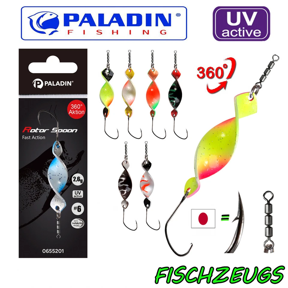 Paladin Rotor Spoon Fast Action Spirelli Gedrehter Forellen Twist UV 2,6+3,7g