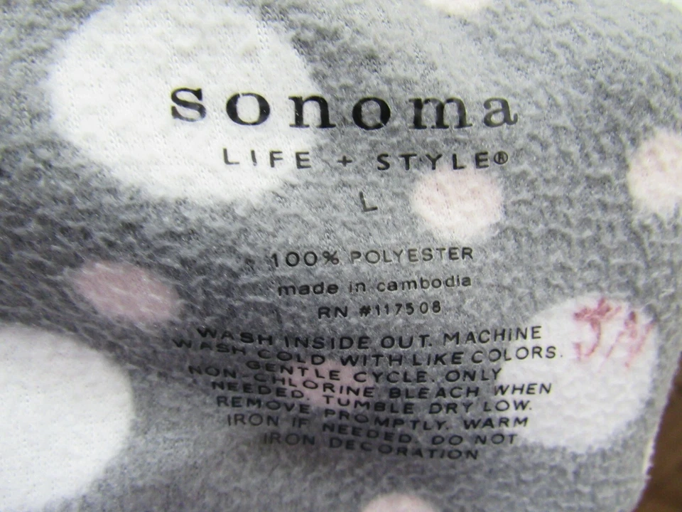 Pantalones de pijama de lana Sonoma talla L gris blanco rosa lunares cintura elástica Foto 2 de 3