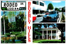 Vintage Postcard Beverly Hills Sign Rodeo Drive Cars California