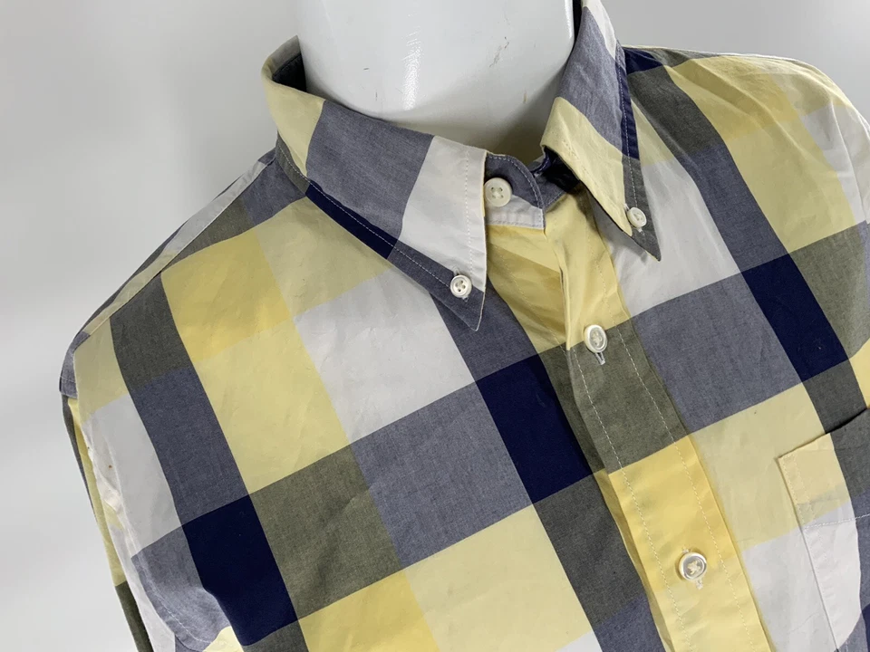 Jack Spade Long Sleeve Button Shirt L Gray Yellow Plaid Cotton YGI E3-111 - Image 3 of 4
