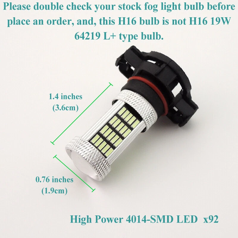 2 Ice Blue 5202 5201 5200S Fog Light Lamp Daytime Running Light 92-SMD LED Bulbs - Image 2 of 4