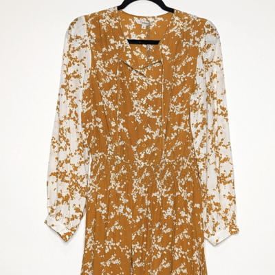 Tucker Juliette Dress Marigold Love Duet in Silk Crepe de Chine Midi Long  Sleeve | eBay