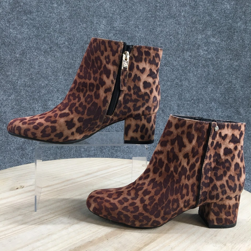 Sam And Libby Botas Mujer 7.5 Eliza Estampado Leopardo Cremallera Tacones Botines Marrón Foto 2 de 4