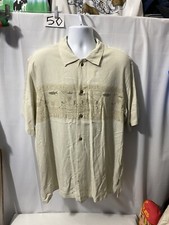 Columbia Shirt Adult XL White Egyptian Hieroglyphics Linen Viscose Mens
