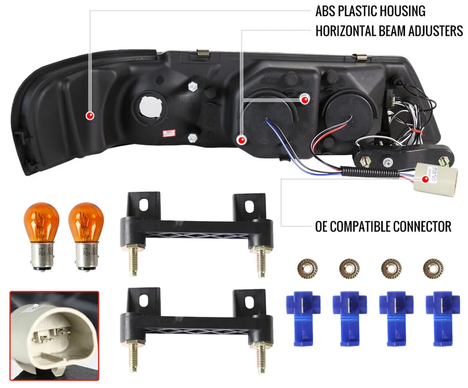 Para 95-99 Nissan Sentra 200SX 1 pieza Proyector Cromo LED Halo Faros Esquina Foto 2 de 4