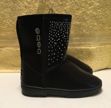 bebe GIRL'S WINTER BOOTS Shimmery Rhinestone Embellished Slip On SIZE - 1 NEW