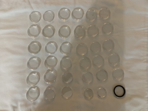 36 Pcs Clear Transparent Plastic Round Coin Capsule Collecting Storage Box Case