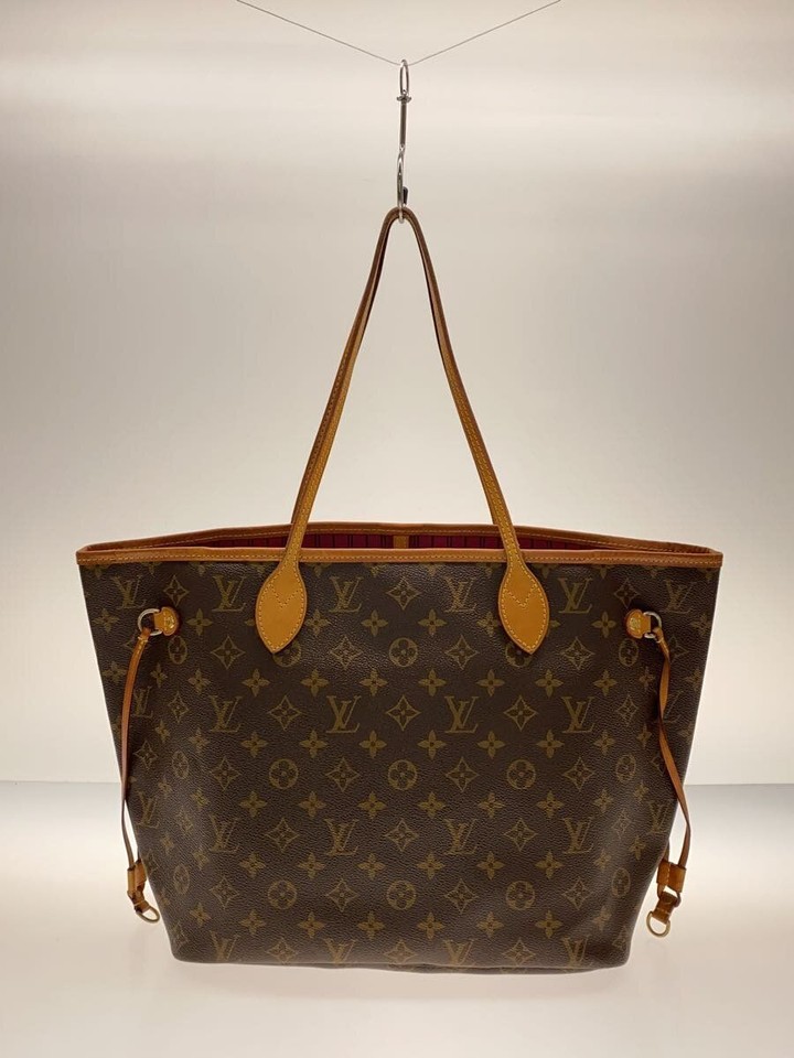 LOUIS VUITTON Tote Bag 2 Neverfull MM Monogram Canvas Brown Pivoine PVC