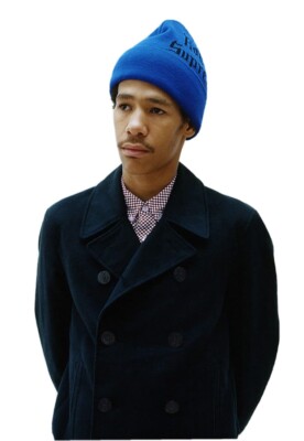 2011 SUPREME PAISLEY DOUBLE BREASTED PEACOAT JACKET BLACK BOX LOGO