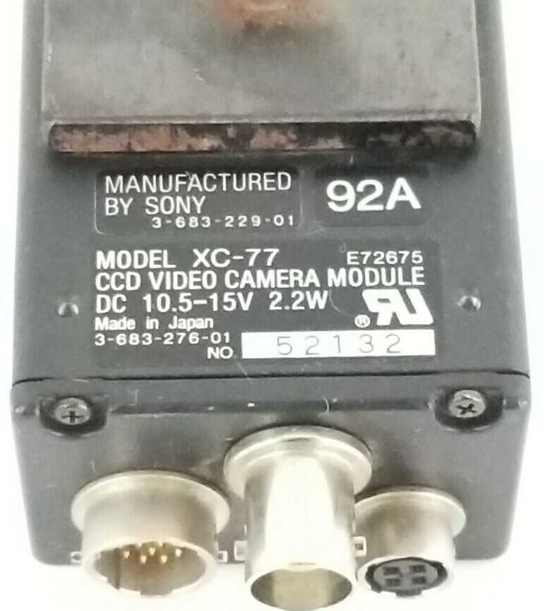 SONY MODEL XC-77 CCD VIDEO CAMERA MODULE 10.5-15VDC, 2.2W, XXC7