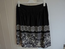 Dickens & Jones Black Intricate Pattern Print Lined Skirt (Size 10)