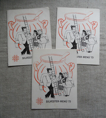 SYLVESTER MENÜ 1973 - 3 Karten - HOTEL VIER TORE NEUBRANDENBURG DDR - D2