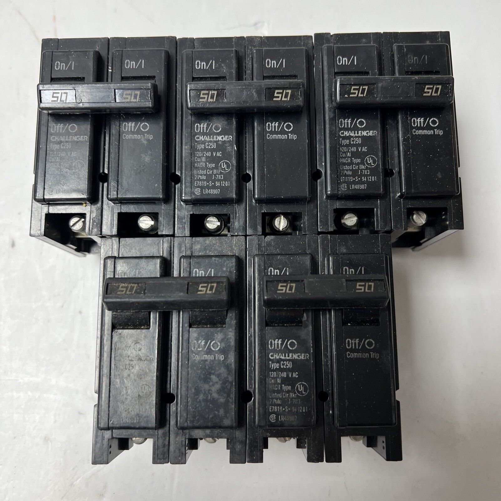 Lot of 5 CHALLENGER TYPE C CIRCUIT BREAKER C250 50AMP 240VOLT 2POLE old
