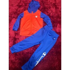 Champion Toddler Boys Gray jacket Jogger Set 4T blue and orange