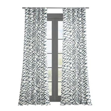 HPD Half Price Drapes PRTW-D50C-96 Ellis Printed Cotton Twill Curtain, Blue, ...