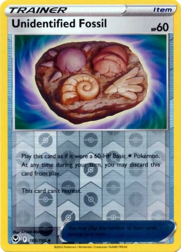 unidentified fossil pokemon card Unidentified Fossil Pokemon TCG Trainer Card 165/195