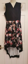 MELA LONDON high-low dress midi-size 20-black multi floral-sleeveless-polyester