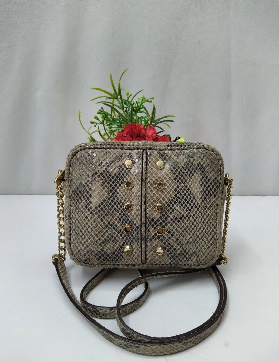 Michael Kors Snakeskin Embossed Leather Studded Chain Strap Mini Crossbody  Bag