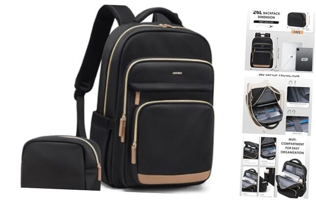 Stylish Black Laptop Backpack for Women Perfect for Travel and Work