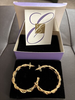 Vintage Avon Elizabeth Taylor Sparkle Kiss Hoop Earrings Large NIB