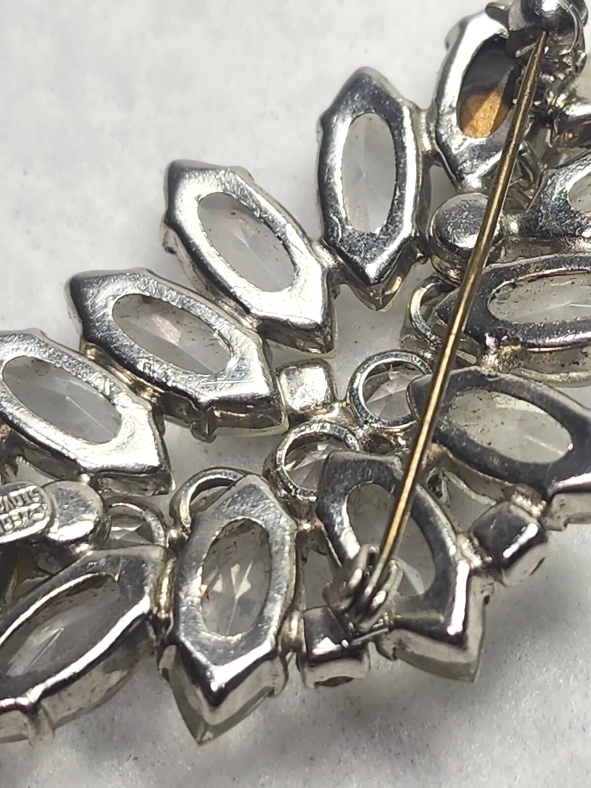 VTG Silver Tone Open Back Clear Rhinestones Brooch Pin - Czechoslovakia ...