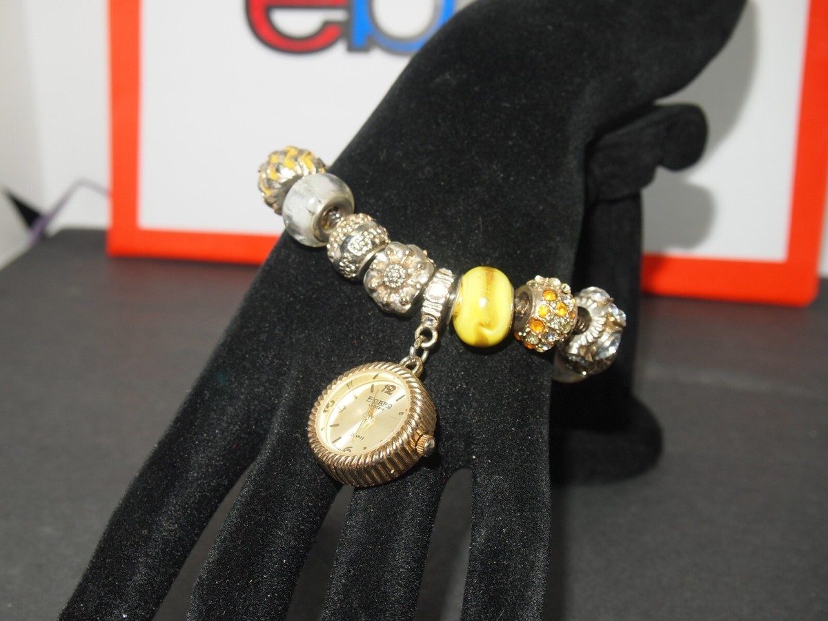 Figaro Couture Quartz Charm Bracelet Watch w/ Sliding Beads  display picture 3