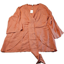 Front Knot Faux Wrap Women Dress SZ 20 Coral  Casual.Business Brunch Boho