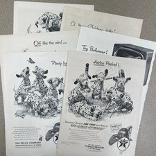 Vintage Print Ads, Texaco Dalmatians From 1950&rsquo;s Life Magazines, Lot Of 6