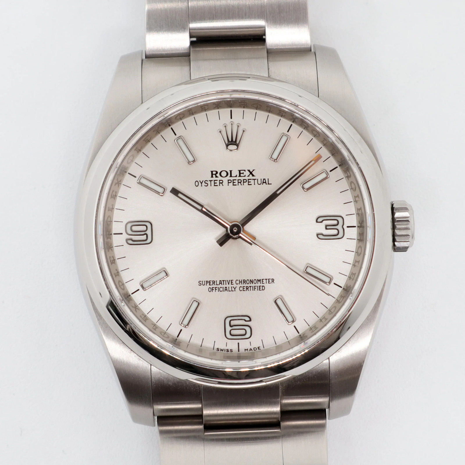 2010 Rolex Oyster Perpetual 36mm Steel Silver Roman Dial Ref 116000