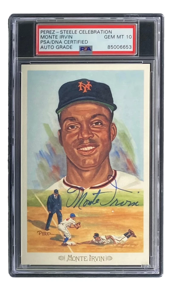 Monte Irvin Giants Signed 4x6 Perez-Steele Postcard PSA/DNA Gem MT 10 - Image 3 of 3