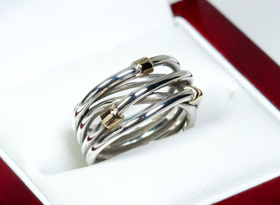 585 gold/925 silver-PANDORA original-designer ring