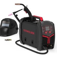 YESWELDER 160A MIG/Flux/TIG/Stick Welder with Torch & Helmet, 110V/220V