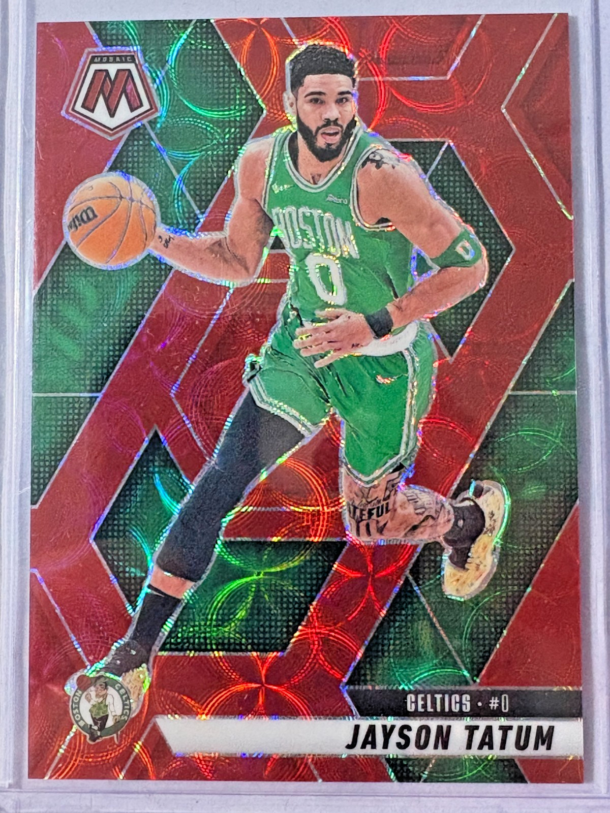 Jayson Tatum 2024-25 Panini Mosaic Mosaic International Red #188 Celtics! /75