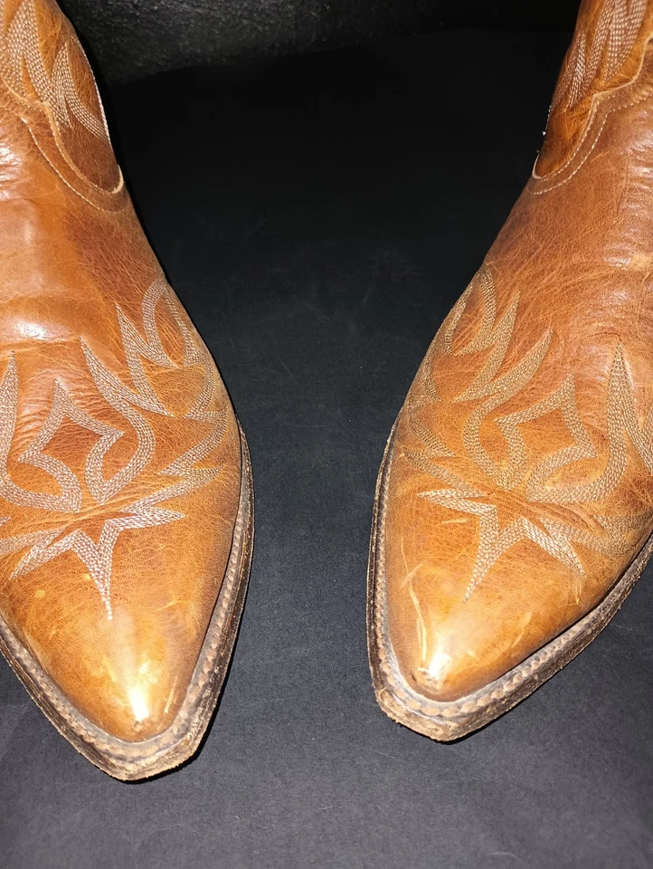 Code West Vtg Men's 11.5 Wings Western Leather Rustic Brown Pointed Cowboy Boots - Image 4 of 4