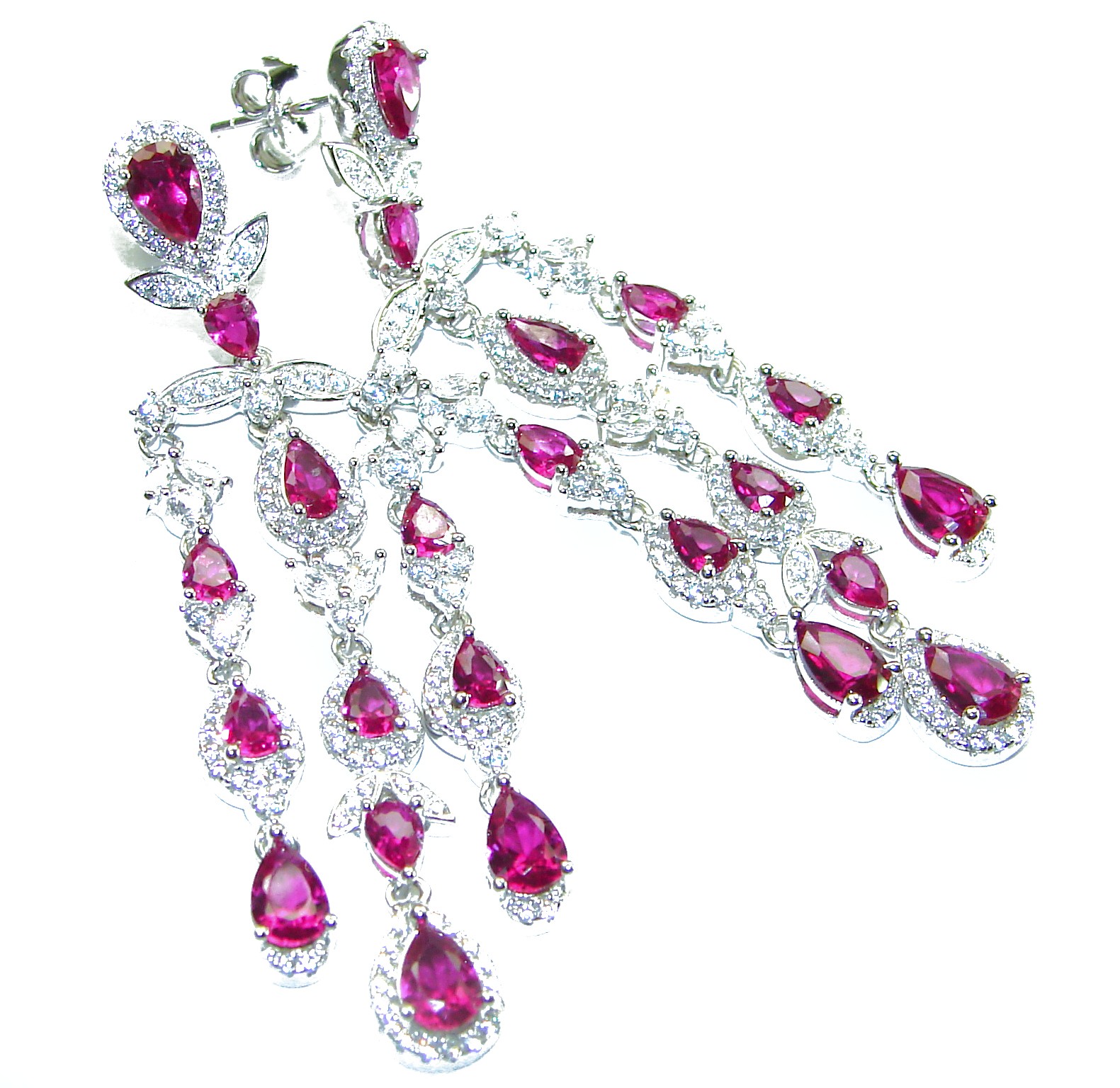 Reiner Luxus 18,2 Karat natürlicher Rubin 0,925 Sterlingsilber Handarbeit langes Statem