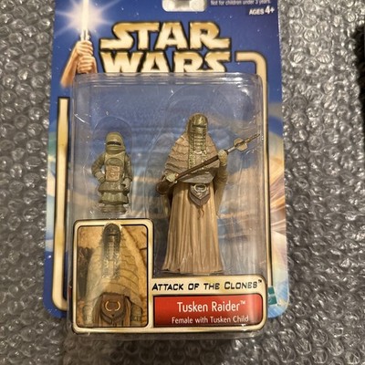 Star Wars Attack of The Clones 2001 Tusken Raider Female Action Figure w/ Child