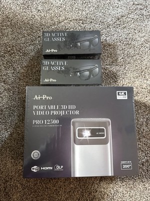 Ai Pro Portable 3D 4K video projector Pro, brand new, with 3D glasses