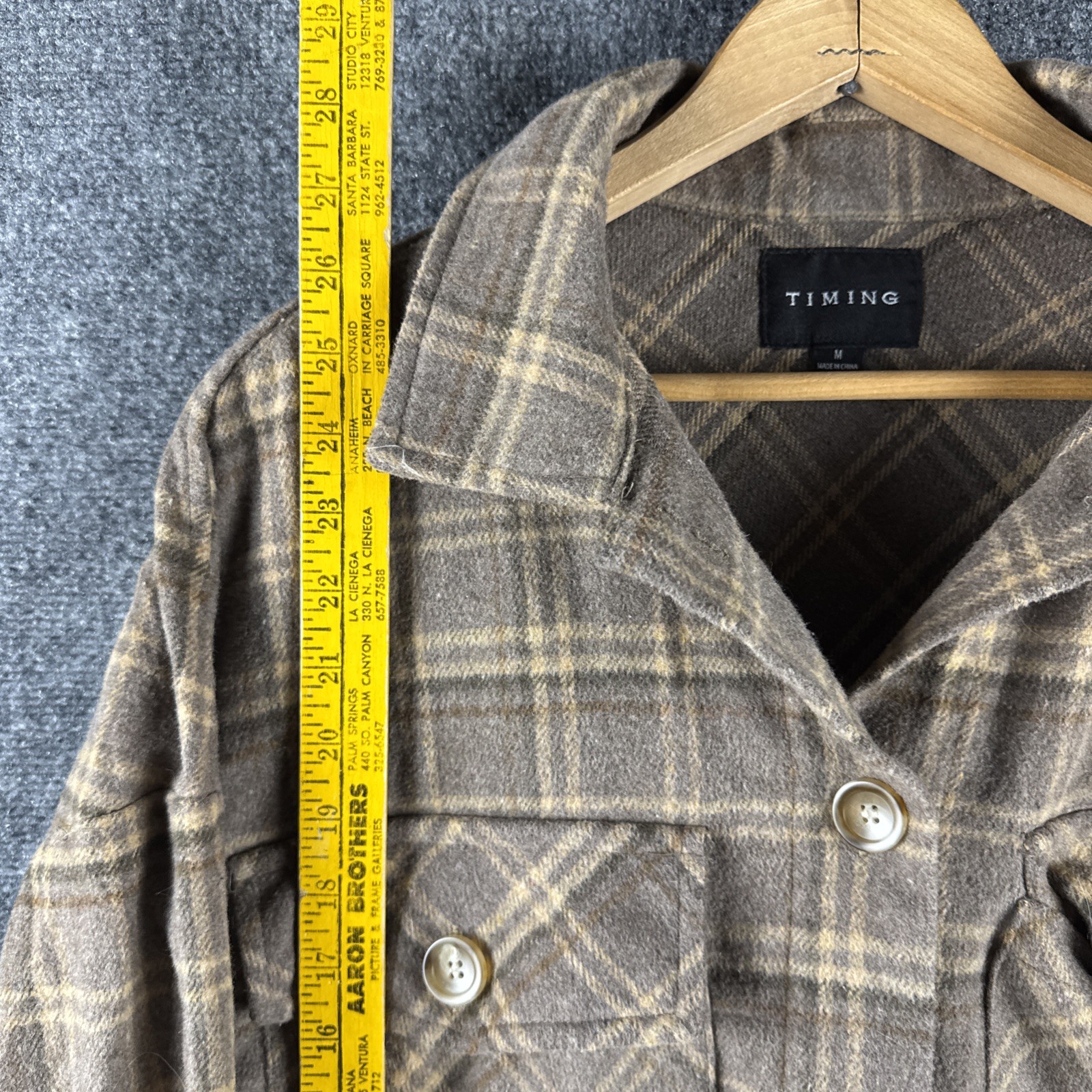 Timing Round Double Breasted Pocket Button Up Pla… - image 3