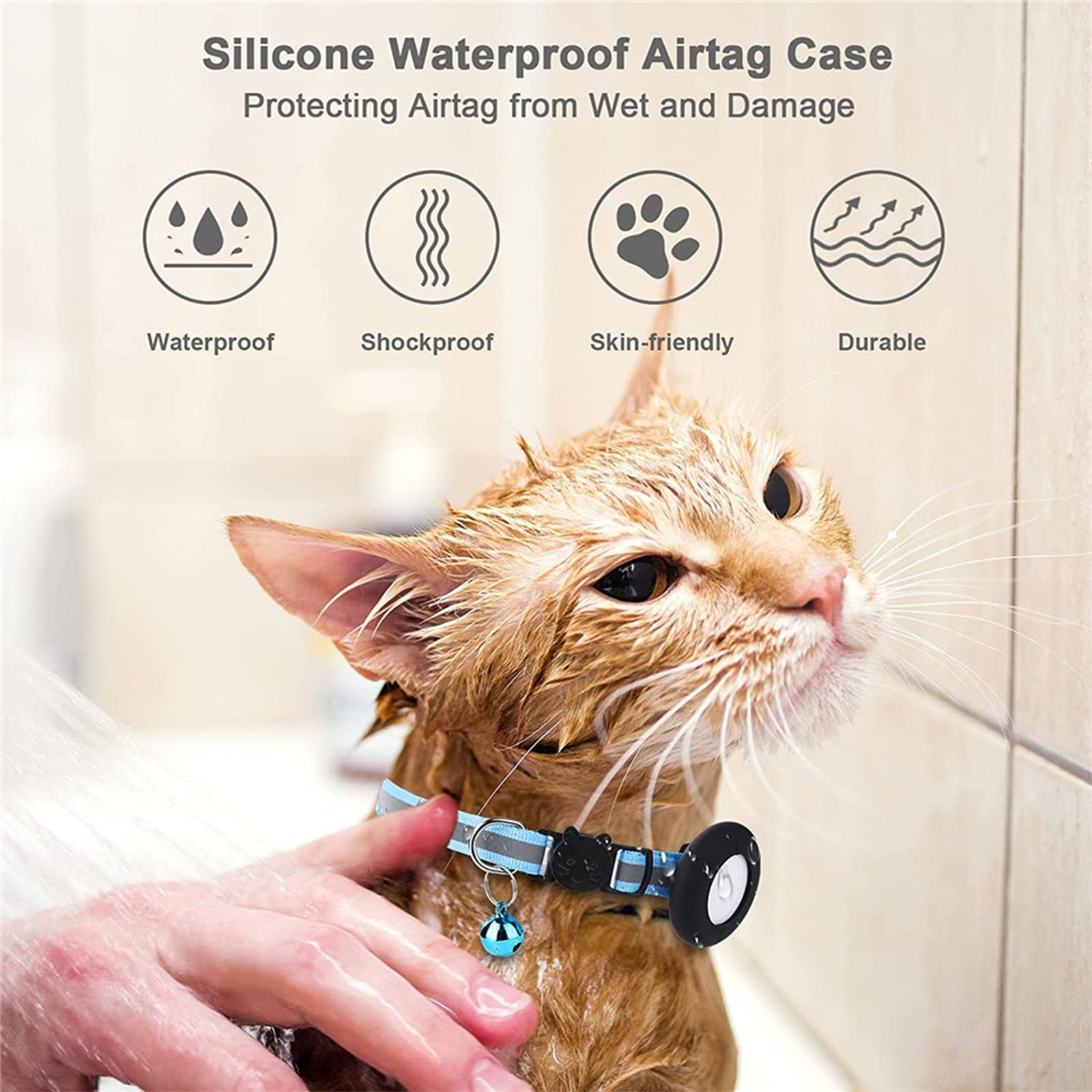 Cat Collar Reflective Nylon Collar Safety Buckle Removable Bell GPS Pet Tracking