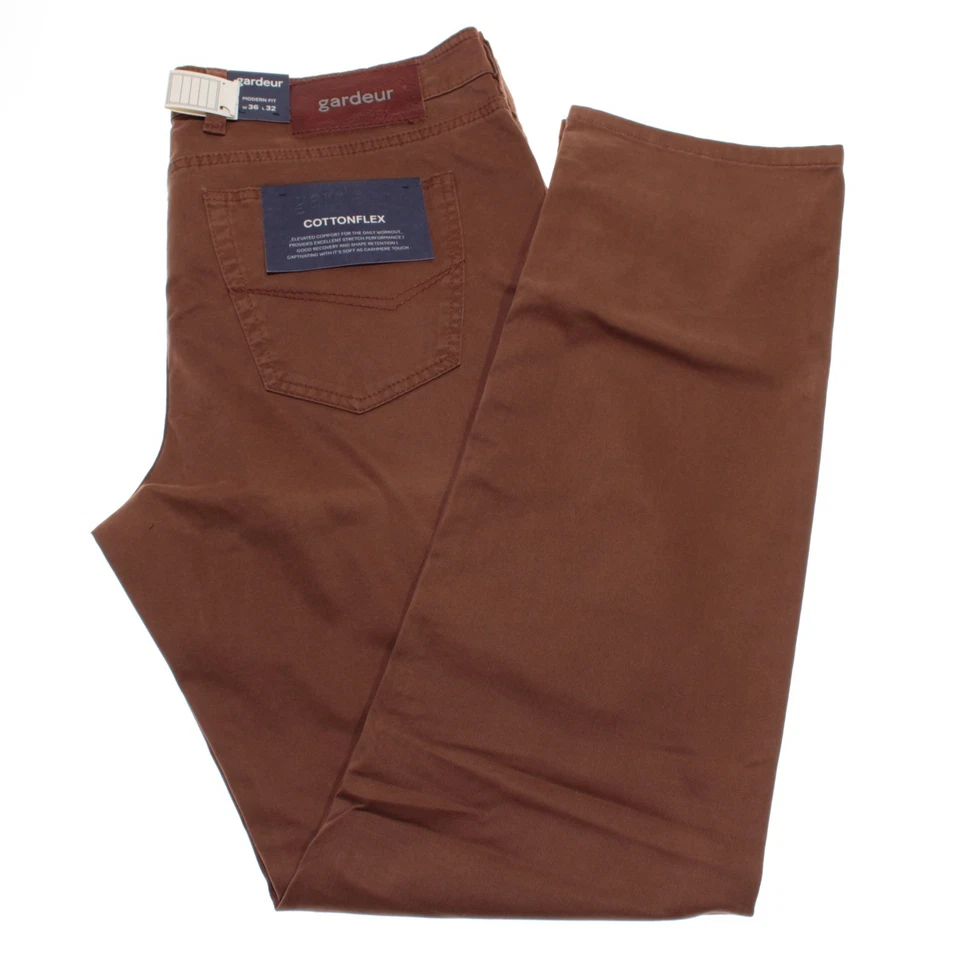 Pantalones Gardeur NWD 5 Bolsillos Corte Jean Talla 36 EE. UU. Modernos Marrón Sólido Mezcla de Algodón Foto 2 de 4