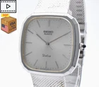 Vintage 1981 [NEAR MINT] SEIKO Dolce 6030-5200 Square Silver Men's Watch JAPAN