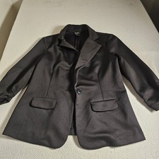 SOHO Women s Black Solid Button Blazer Collared Stretch 3/4 Sleeve Mid Size M