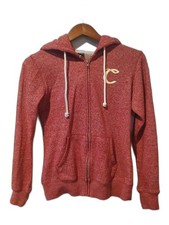 Corvallis Knights Baseball Womens Heather Red Zip Up Hooded Sweatshirt, Size S