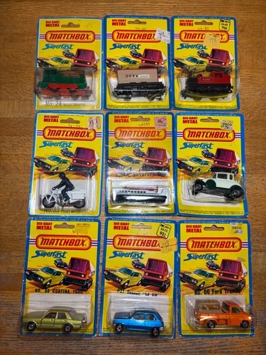 1975 & 1976 Matchbox Cars Superfast Cars Truck Train Vintage Lot of 9 New