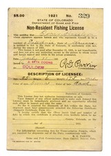 1921 - Colorado Non Resident Fishing License Boulder CO - XL3Q