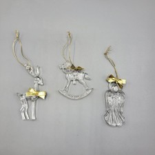 Christmas Ornaments Clear Acrylic Angel Reindeer Horse Set of 3 Holiday Decor