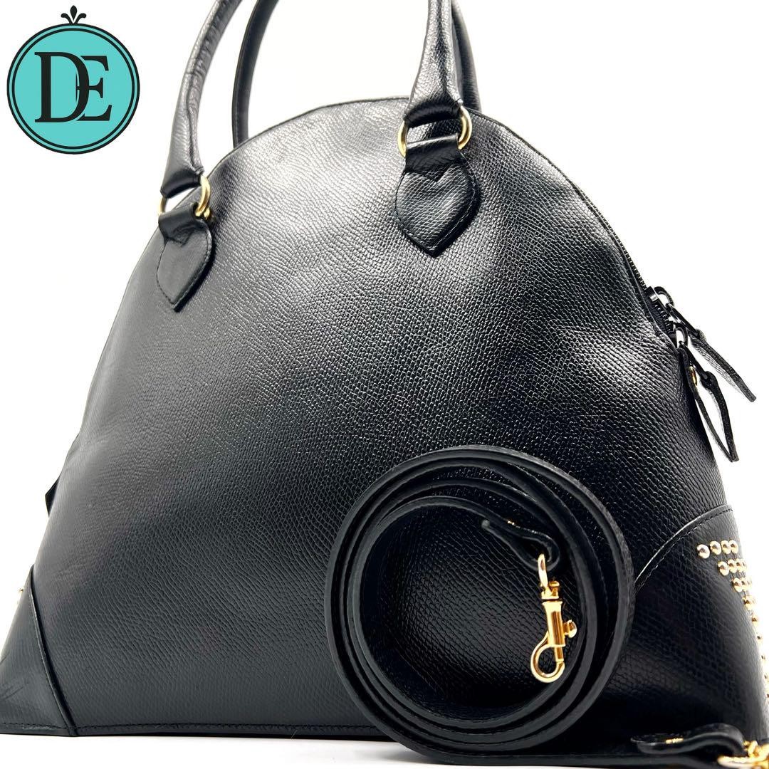 Yves Saint Laurent Rare Black Leather 2-Way Studded Handbag