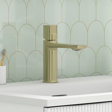 Modern Bathroom Spin Round Mono Basin Mixer Tap Elegant Design - Brushed Brass
